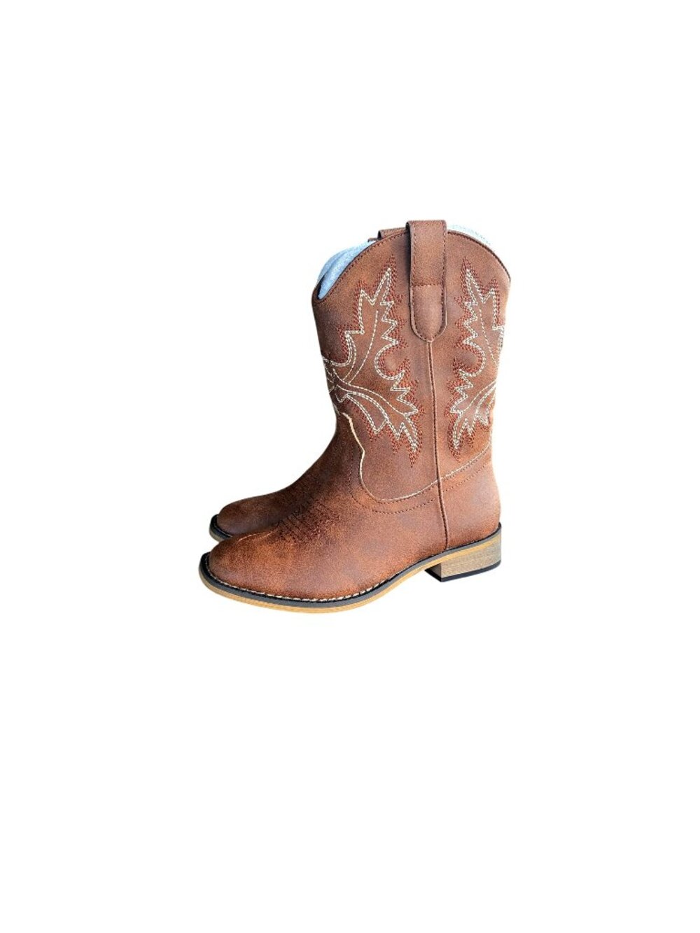 Dufannie Boys Brown Cowboy Boots Size 13 With Western Embroidery New